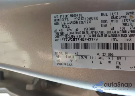 2017 Ford F-250 King Ranch from USA, damaged, VIN 1FT7W2BT7HEF43179